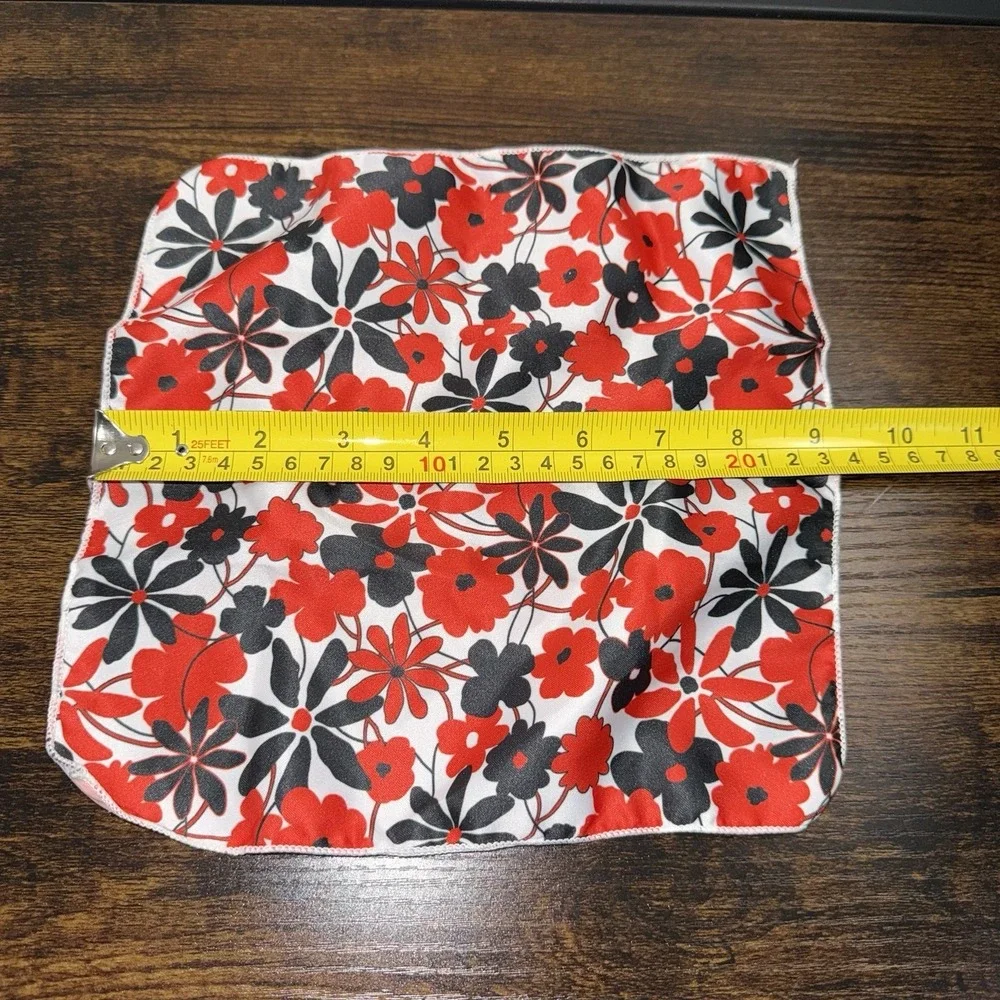 Hi-Tie Red Black White Floral Tie &‎ Pocket Square Set Mens Necktie Slim Skinny
